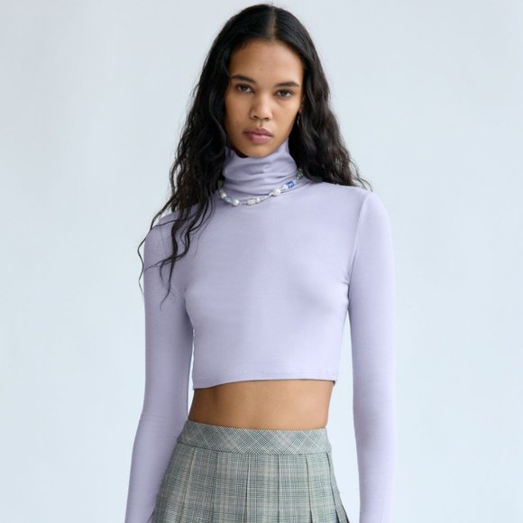 Sunday Best Tops - NWT Aritzia Sunday Best Freshman Cropped Turtleneck Lavish Lavender - Small
